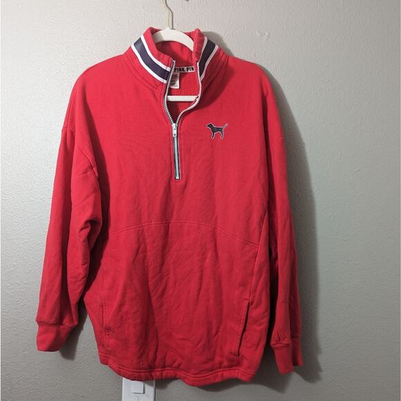 PINK Tops - Victoria Secret PINK oversize Quarter Zip Sweatshirt
